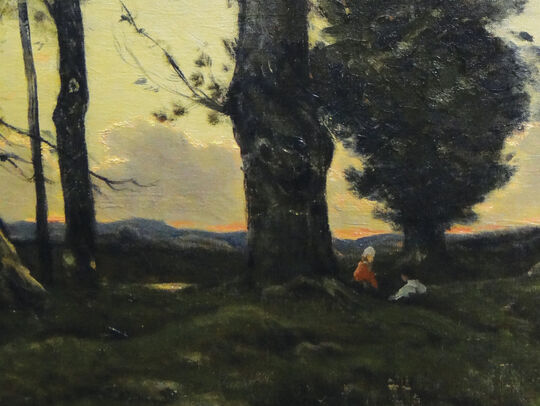 Henri Harpignies, Paysage aux grands arbres et ruisseau - détail, 1892, huile sur toile, musée de Cambrai, 75 x 102 cm, n°inv. RF 2527